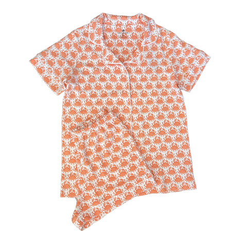 Cora Women’s Orange Crab Short Pajama Set