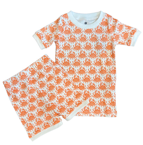 Cleo Kids Orange Crab Short Pajama Set