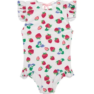 Strawberry Ruffle Cap Bathing Suit