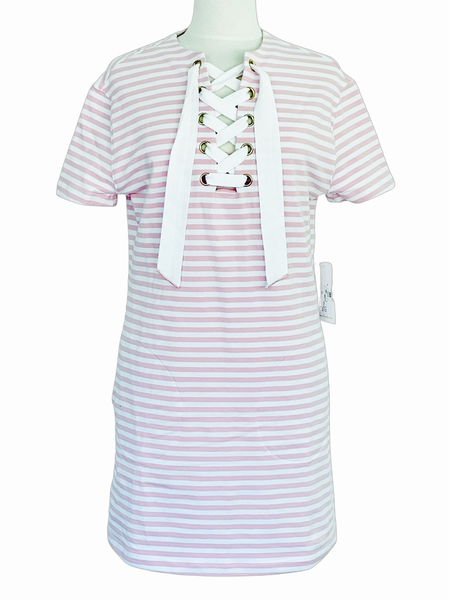 Anna Dress Stripes Sugar Pink