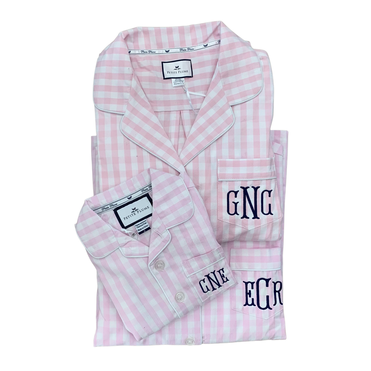 Women s Pink Gingham Pajamas The Monogram Shop