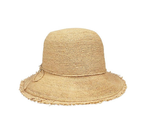 Fringed Raffia Packable Hat