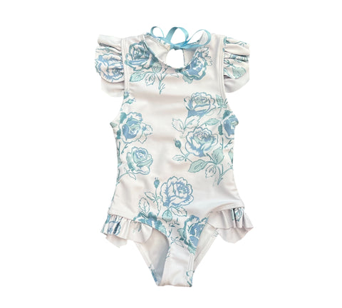 Rose Ruffle Cap Sleeve Bathing Suit