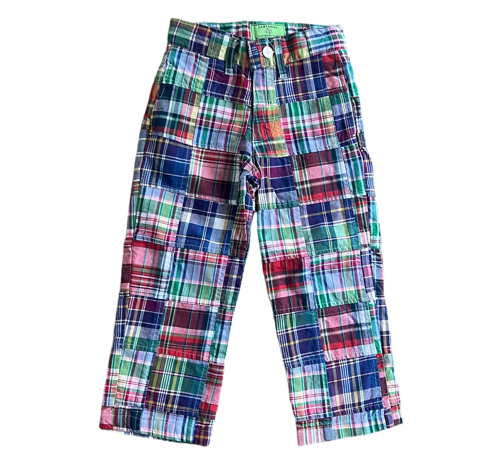 A Boys’ Madras Plaid Pants