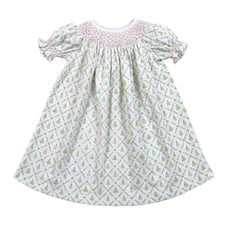 Christmas Trees Pima Smocked Bishop Dress