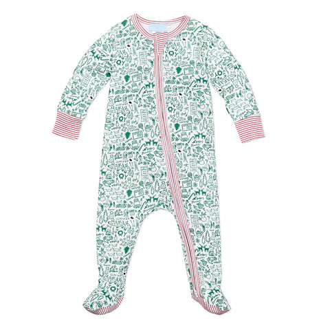 North Pole Christmas Zip Baby Onesie