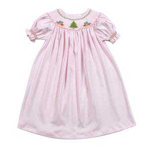 Pink Christmas Presents Smocked Dress