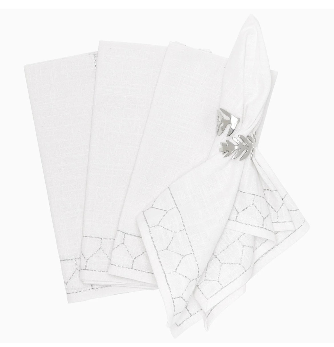 Stitched Silver Napkins with Monogram