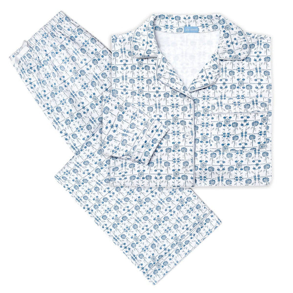 Hydrangeas Women's Button Front Long Pajama Set