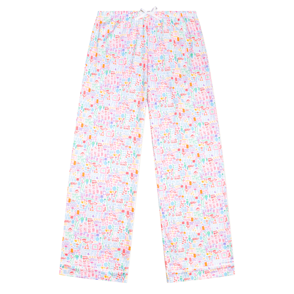 Mahjong Women’s Button Front Long Pajama Set