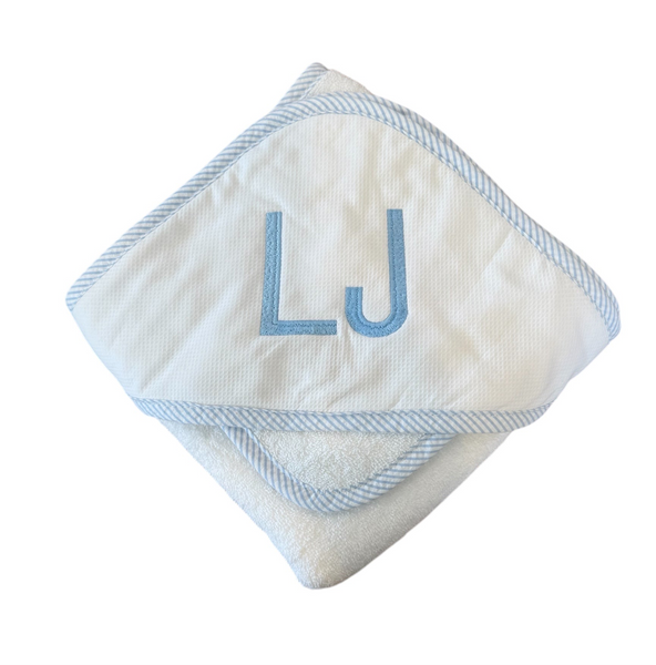 Striped Seersucker Hooded Towel and Washcloth Set