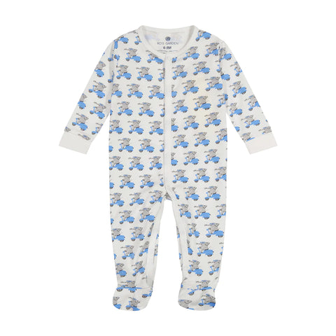 Ro’s Garden Blue Beep Beep Infant Footie Pajamas