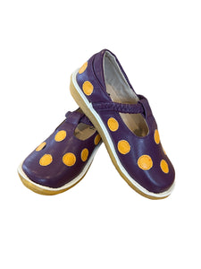 Purple and Gold T-Strap Slip On