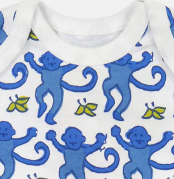 Roller Rabbit Infant Blue Monkey Short Sleeve Onesie
