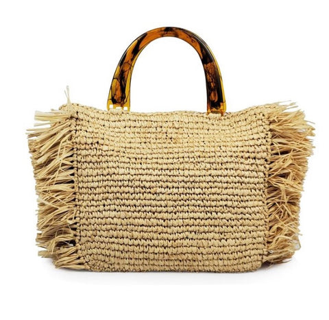 Tort Fringed Raffia Bag