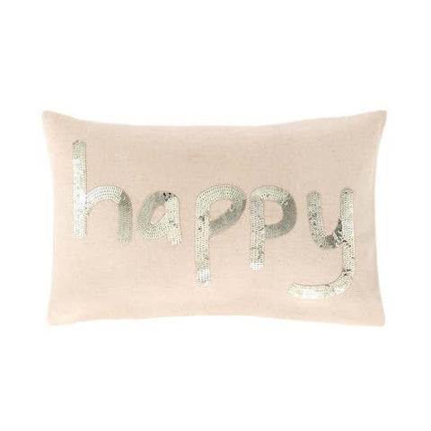 Happy Sequin Pillow