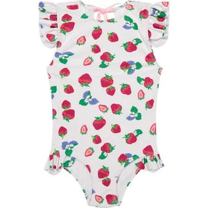 Strawberry Ruffle Cap Bathing Suit