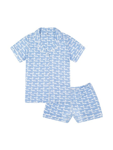 Ro's Garden Blue Bunnies Polo Pajamas