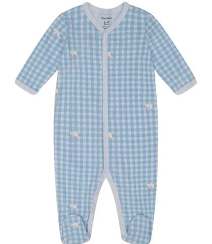 Roller Rabbit Infant Hathi Blue Gingham Footie Pajamas