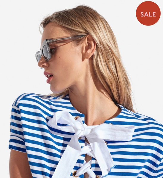 Anna Dress Stripes French Blue