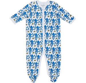 Roller Rabbit Infant Blue Monkey Footie Pajamas