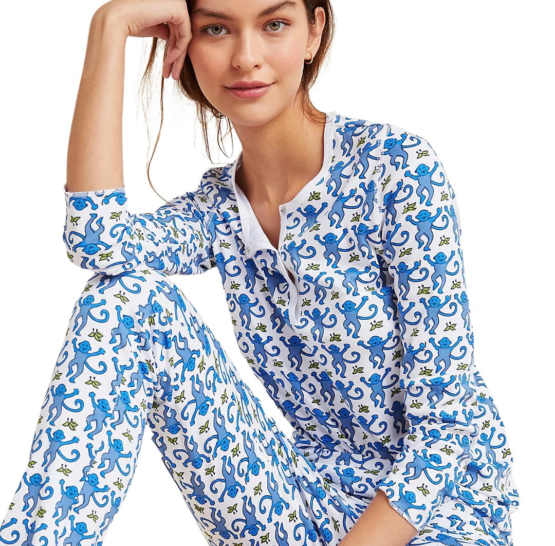 Monogram Pyjamas Roller Rabbit Blue Monkey Pajamas – The Monogram Shop