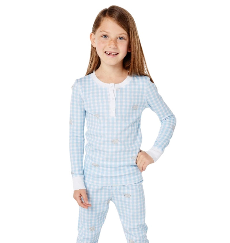 Roller Rabbit Kids Hathi Blue Gingham Pajamas