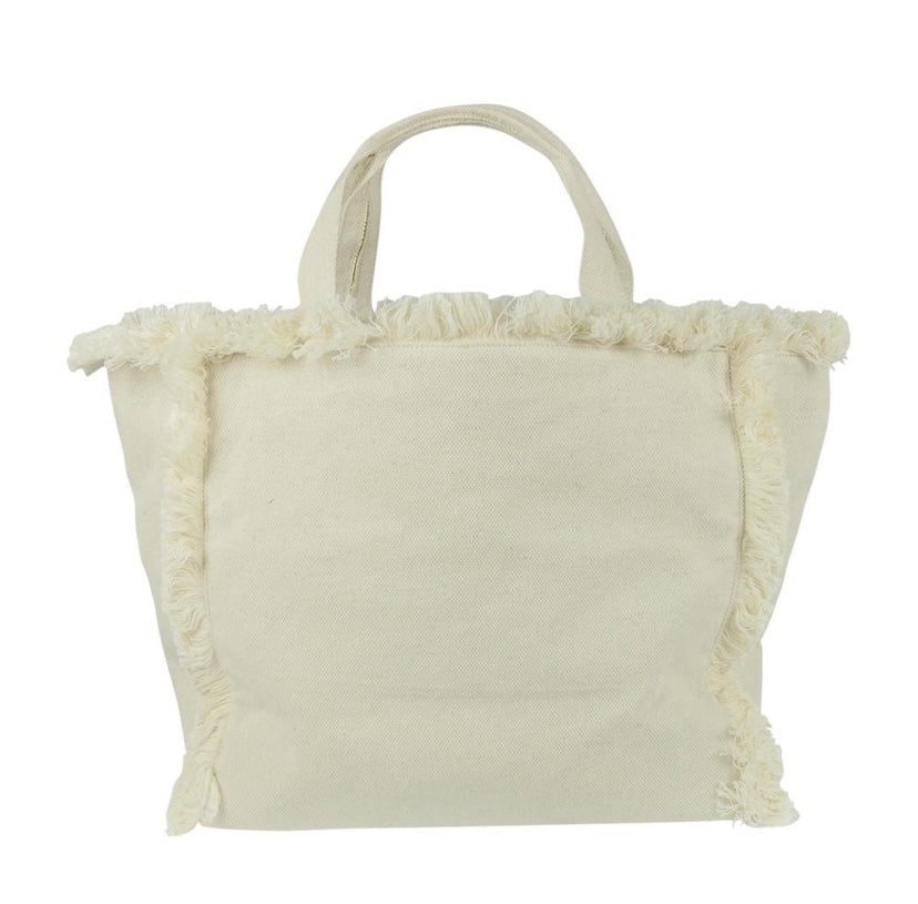 Natural Canvas Fringed Tote